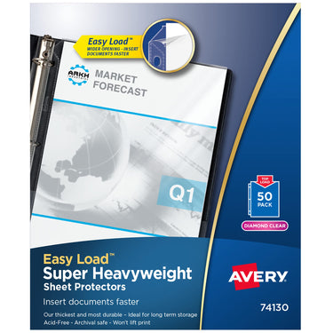 Avery Diamond Clear Super Heavyweight Sheet Protectors, Easy Load, 50 Document Protectors (74130)